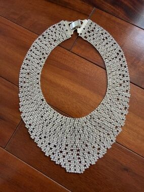Crystal Statement Collar Necklace - Silver Tone